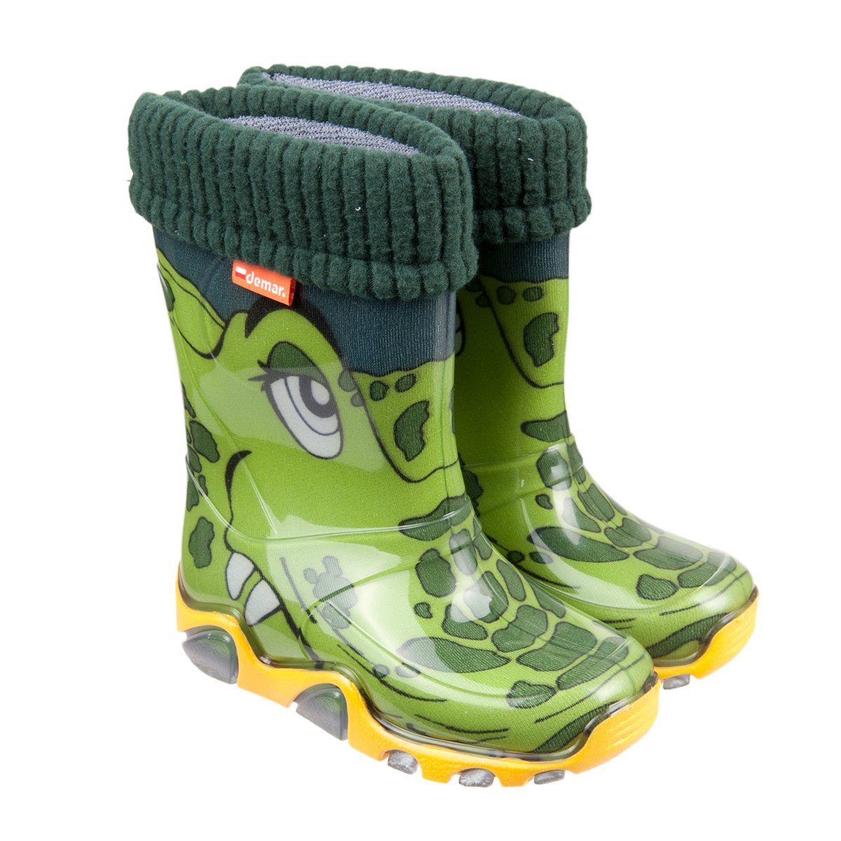 DEMAR Boys' Crocodile Rain Boots with Removable Warm Lining